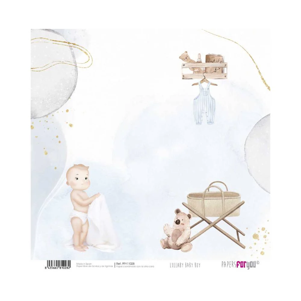 Set 24 Papeles Scrap 20x20cm Lullaby Baby Boy Papers For You - Image 15