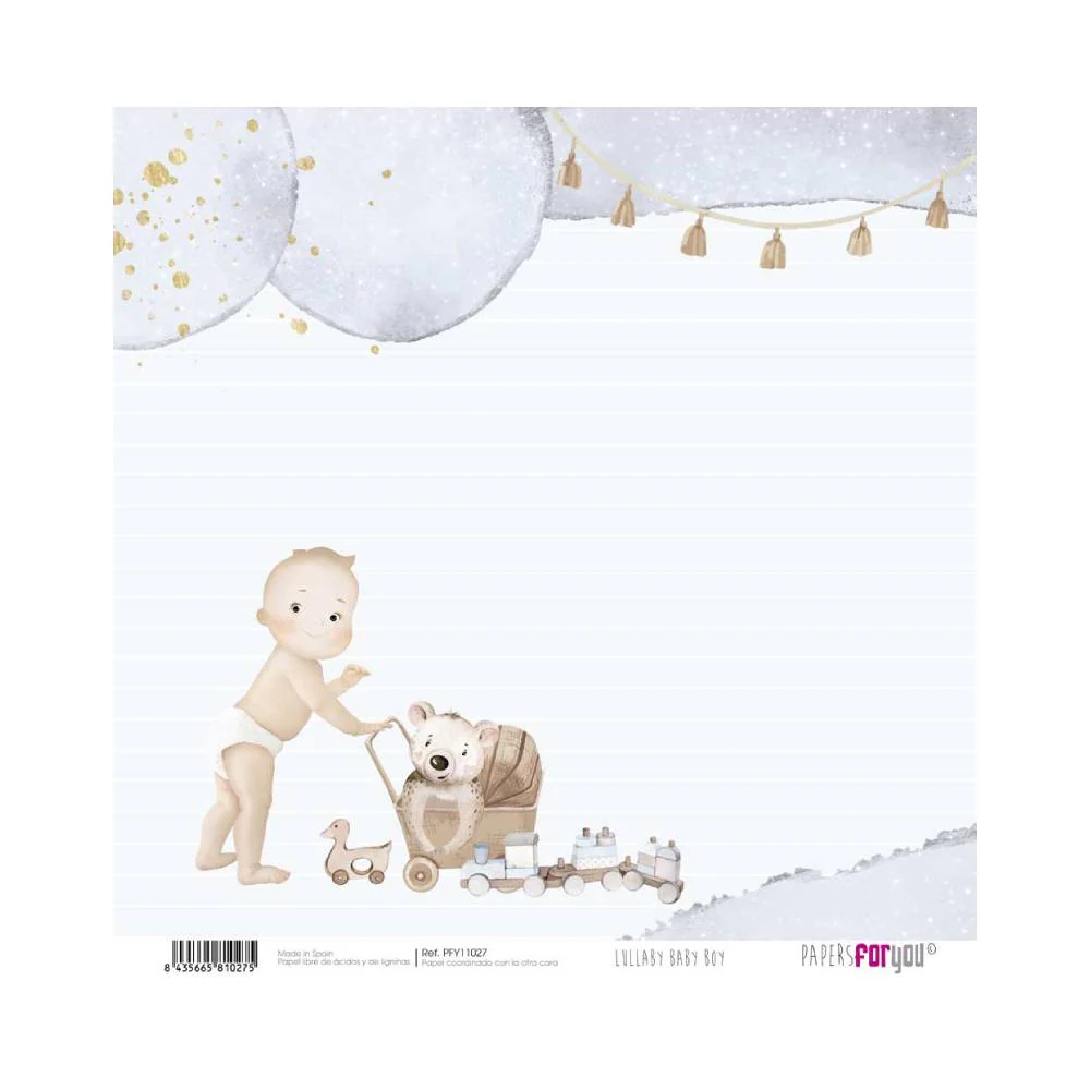 Set 24 Papeles Scrap 20x20cm Lullaby Baby Boy Papers For You - Image 17