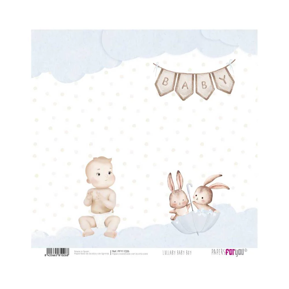 Set 24 Papeles Scrap 20x20cm Lullaby Baby Boy Papers For You - Image 19