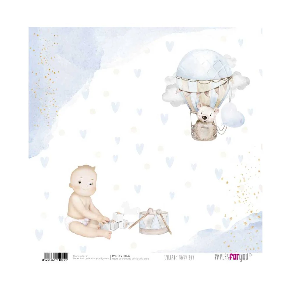 Set 24 Papeles Scrap 20x20cm Lullaby Baby Boy Papers For You - Image 21