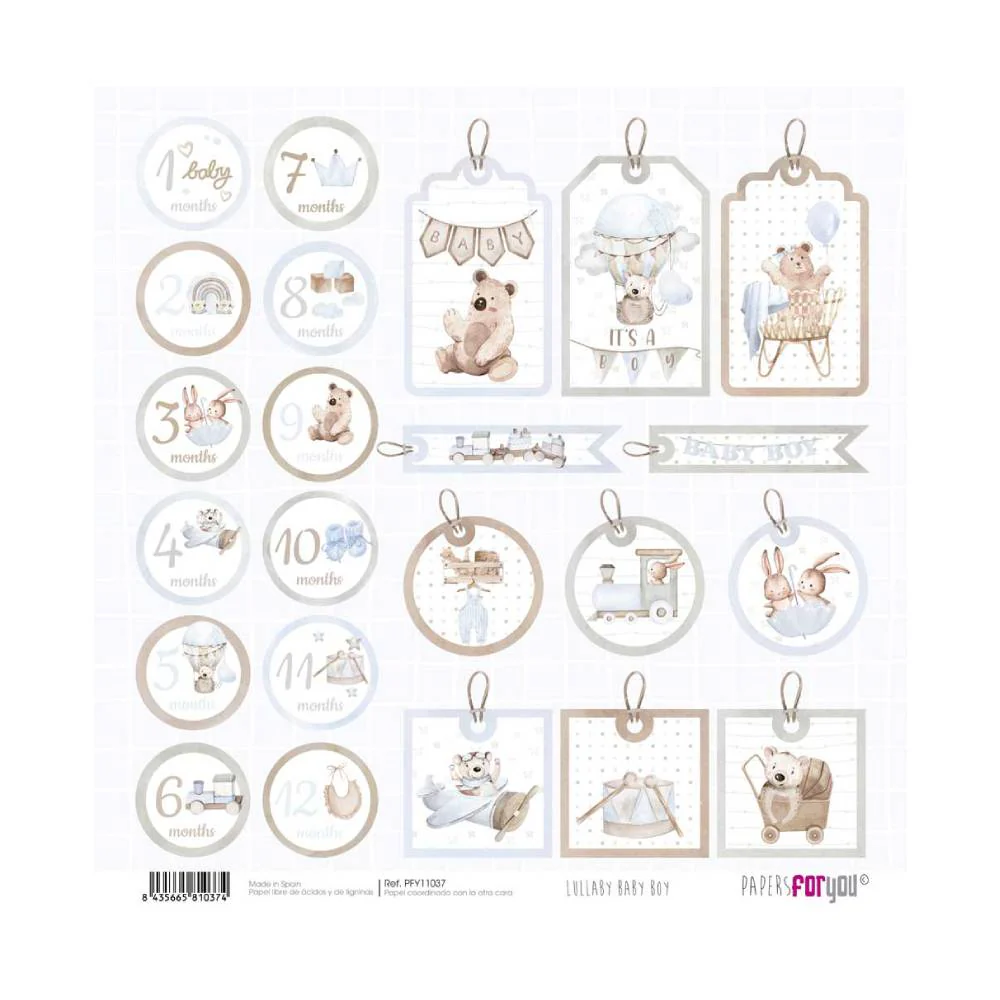 Set 24 Papeles Scrap 20x20cm Lullaby Baby Boy Papers For You - Image 22