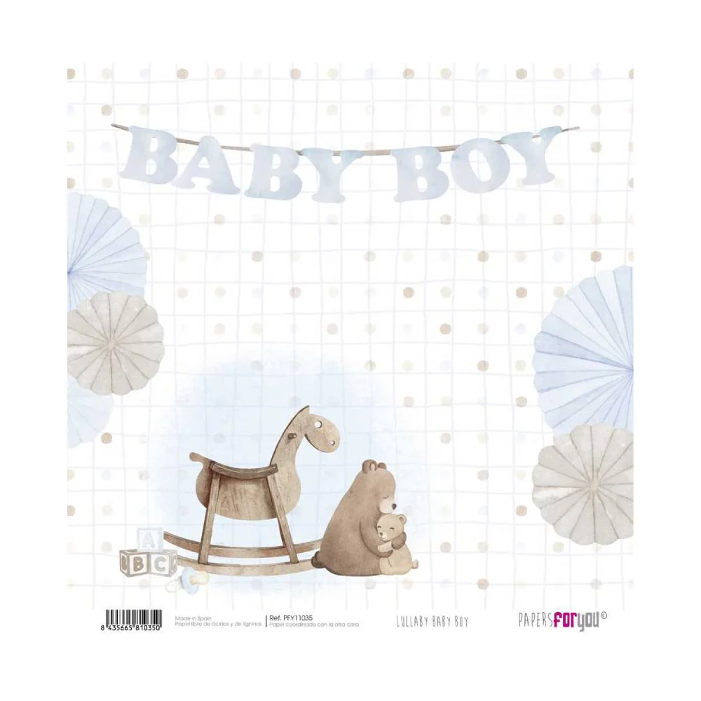 Set 24 Papeles Scrap 20x20cm Lullaby Baby Boy Papers For You - Image 3