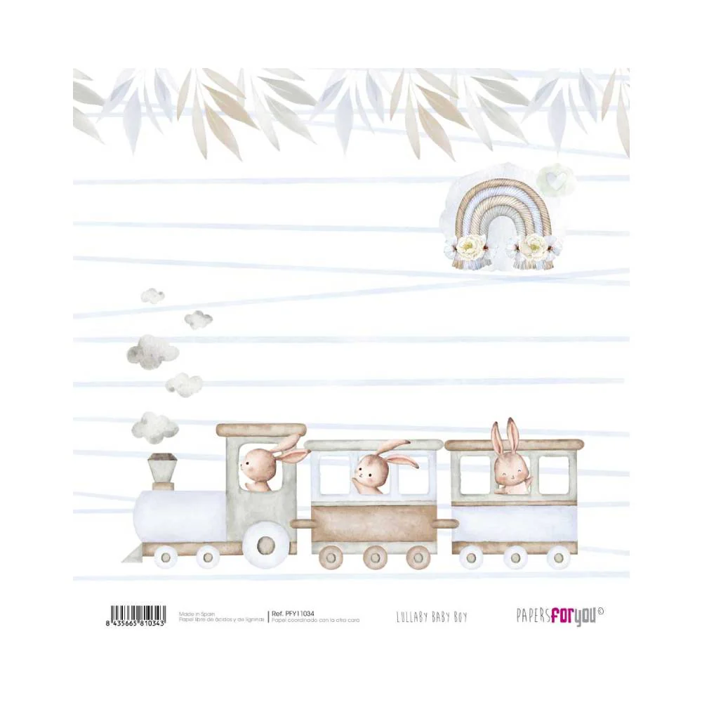 Set 24 Papeles Scrap 20x20cm Lullaby Baby Boy Papers For You - Image 5