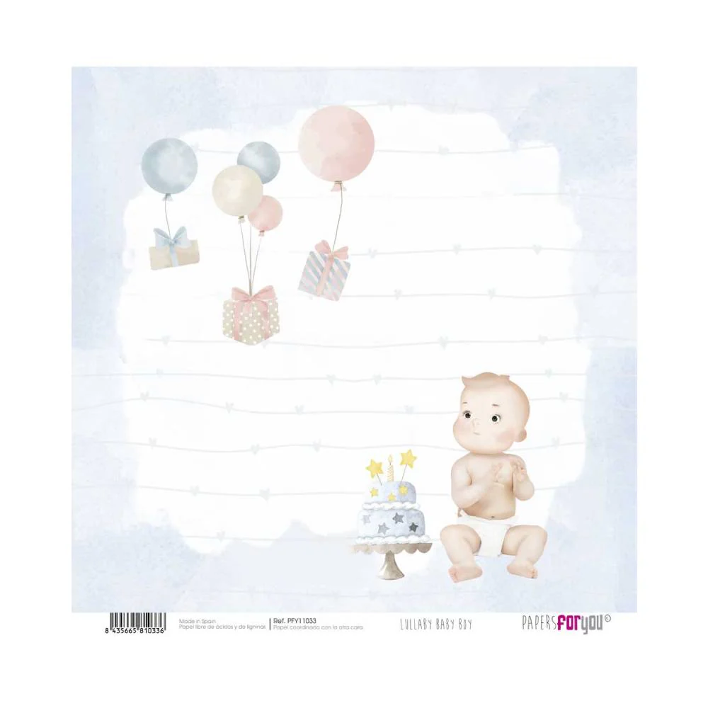 Set 24 Papeles Scrap 20x20cm Lullaby Baby Boy Papers For You - Image 7