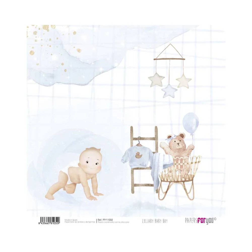 Set 24 Papeles Scrap 20x20cm Lullaby Baby Boy Papers For You - Image 9
