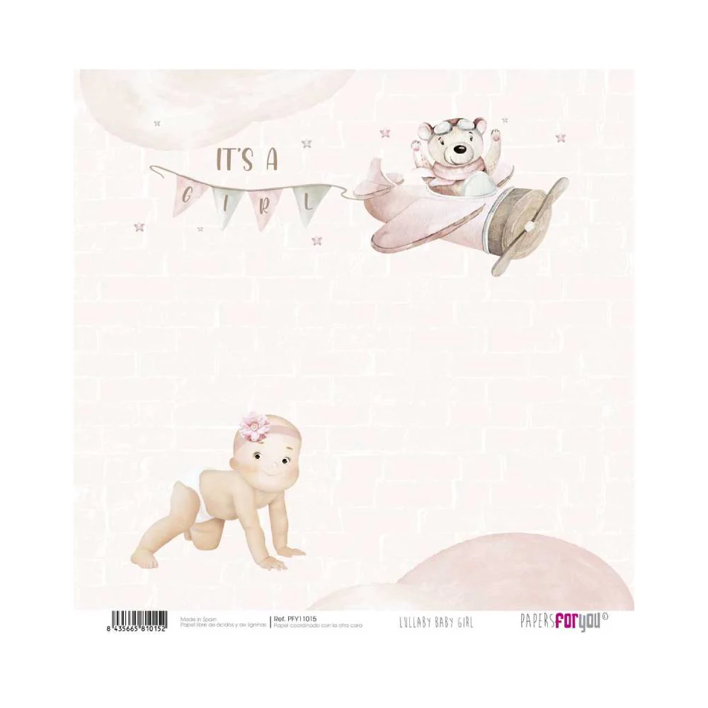 Set 24 Papeles Scrap 20x20cm Lullaby Baby Girl Papers For You - Image 10