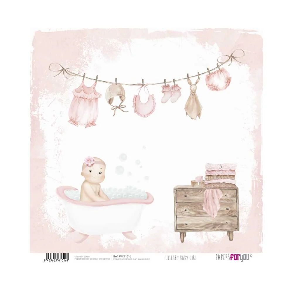 Set 24 Papeles Scrap 20x20cm Lullaby Baby Girl Papers For You - Image 12