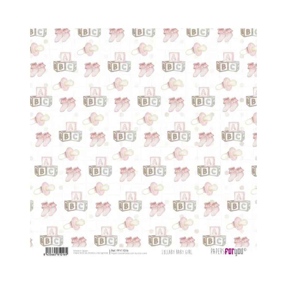 Set 24 Papeles Scrap 20x20cm Lullaby Baby Girl Papers For You - Image 13
