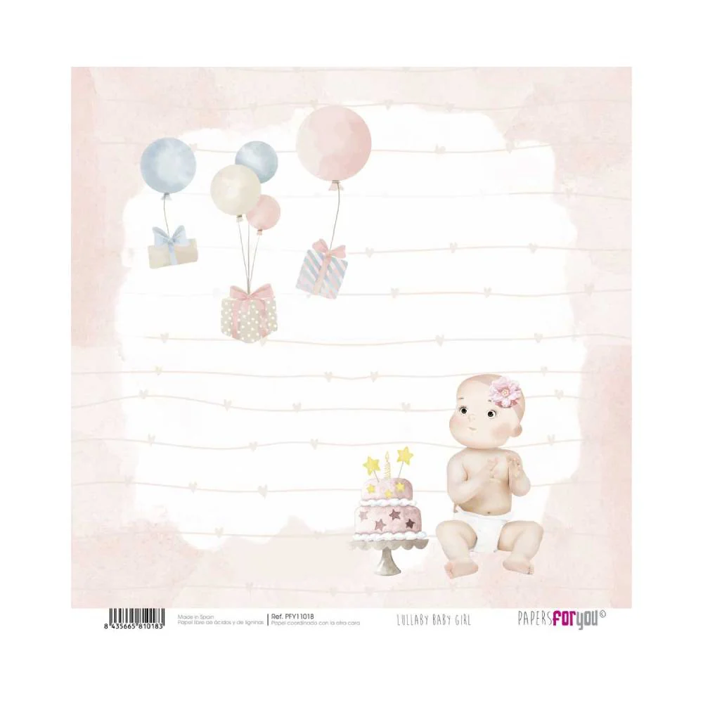Set 24 Papeles Scrap 20x20cm Lullaby Baby Girl Papers For You - Image 16
