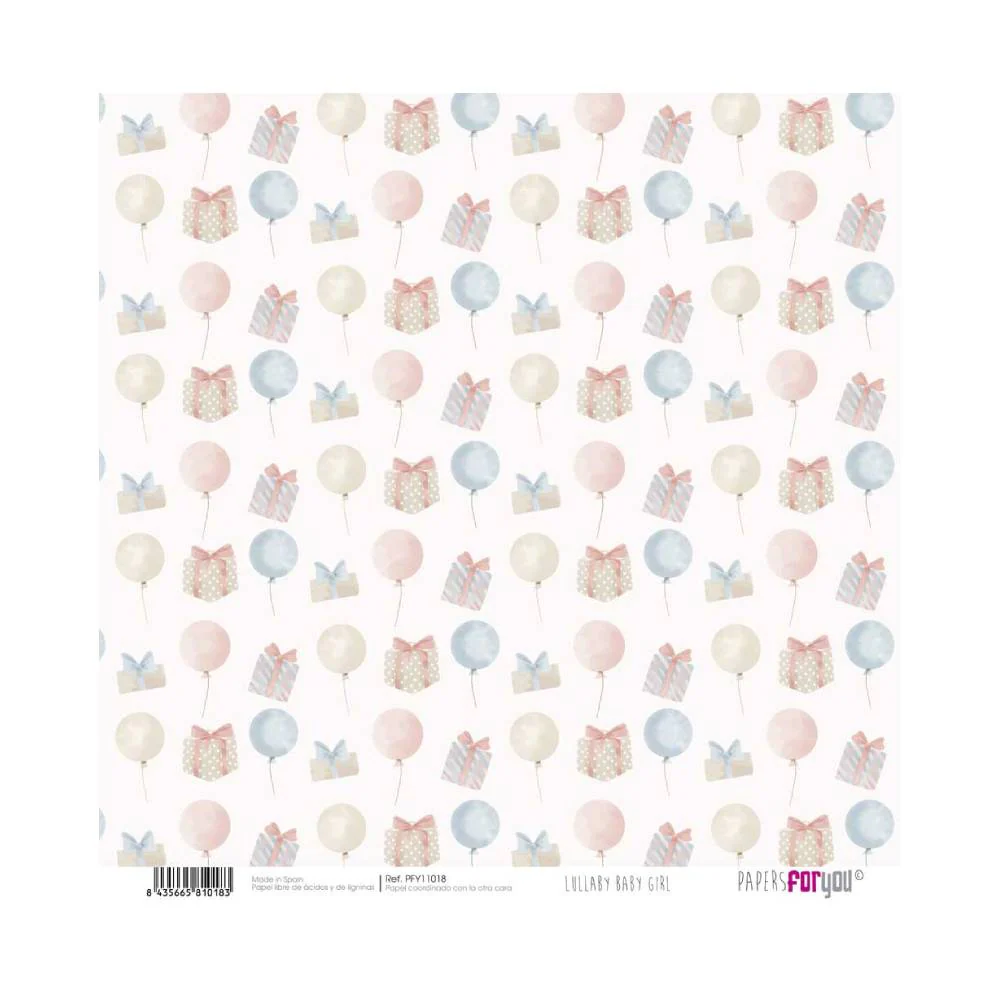 Set 24 Papeles Scrap 20x20cm Lullaby Baby Girl Papers For You - Image 17