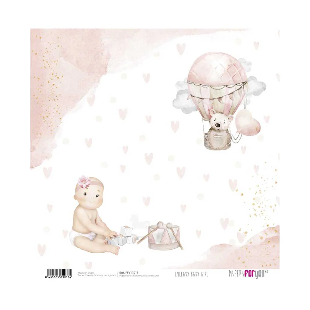 Set 24 Papeles Scrap 20x20cm Lullaby Baby Girl Papers For You - Image 2