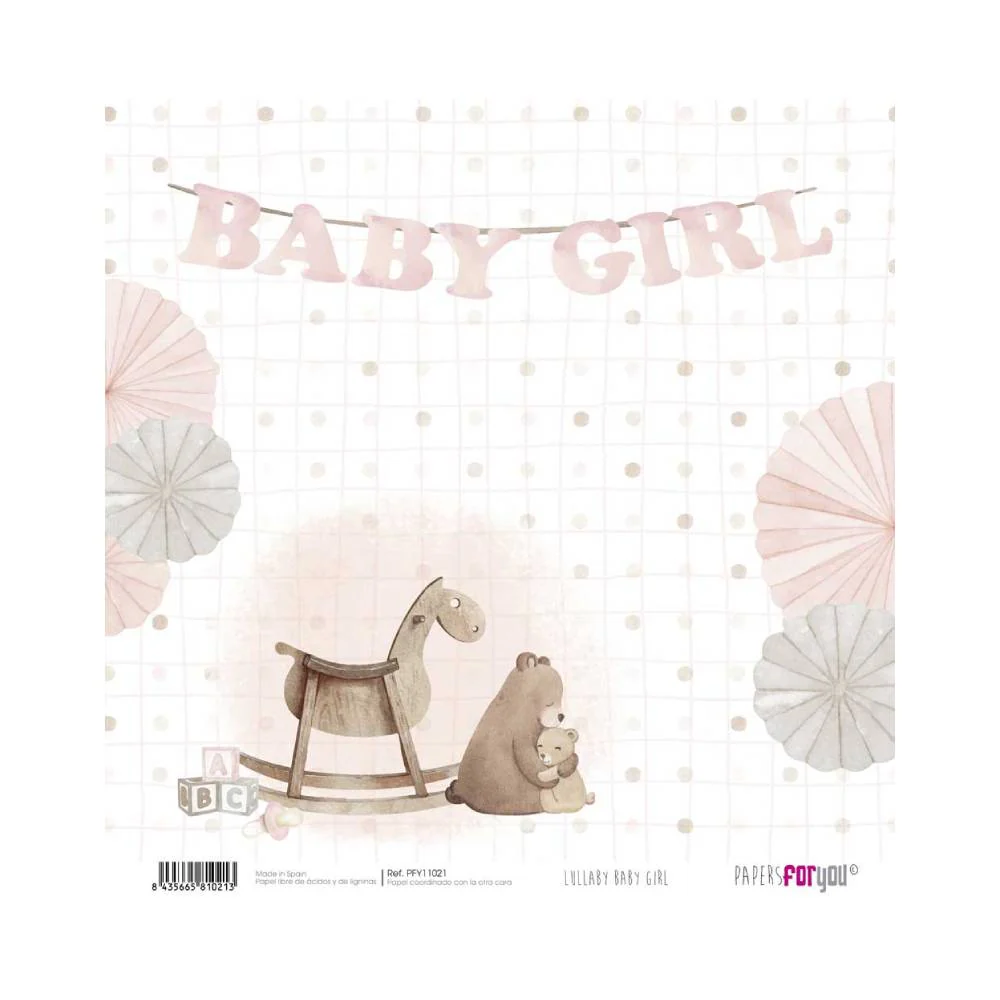 Set 24 Papeles Scrap 20x20cm Lullaby Baby Girl Papers For You - Image 20
