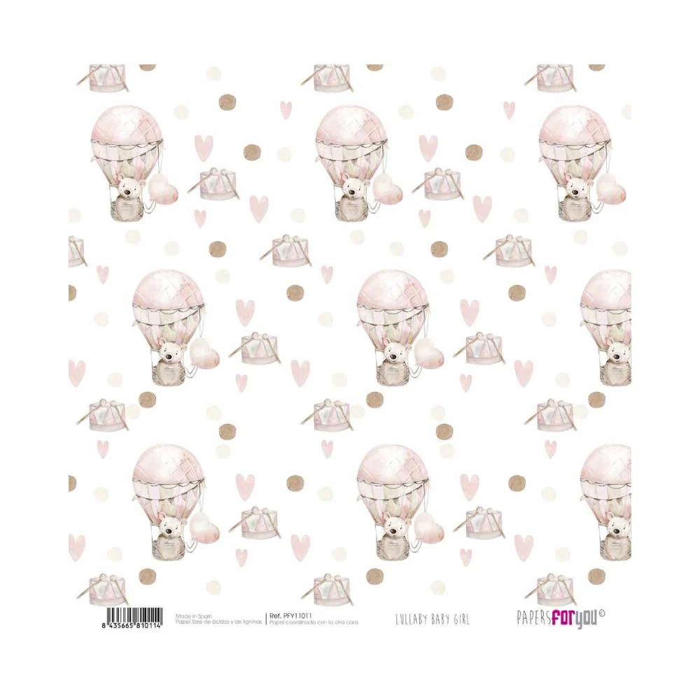 Set 24 Papeles Scrap 20x20cm Lullaby Baby Girl Papers For You - Image 3