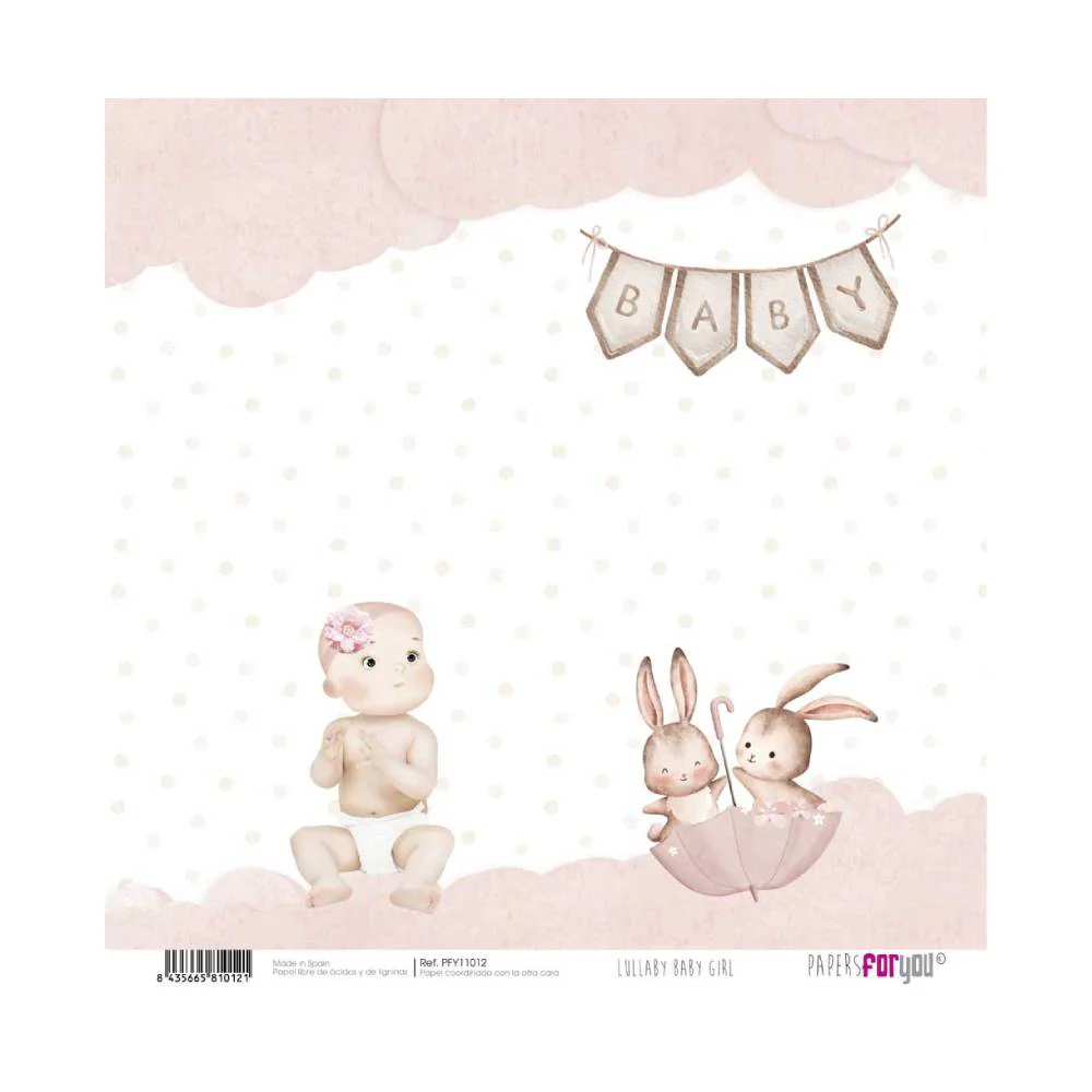 Set 24 Papeles Scrap 20x20cm Lullaby Baby Girl Papers For You - Image 4