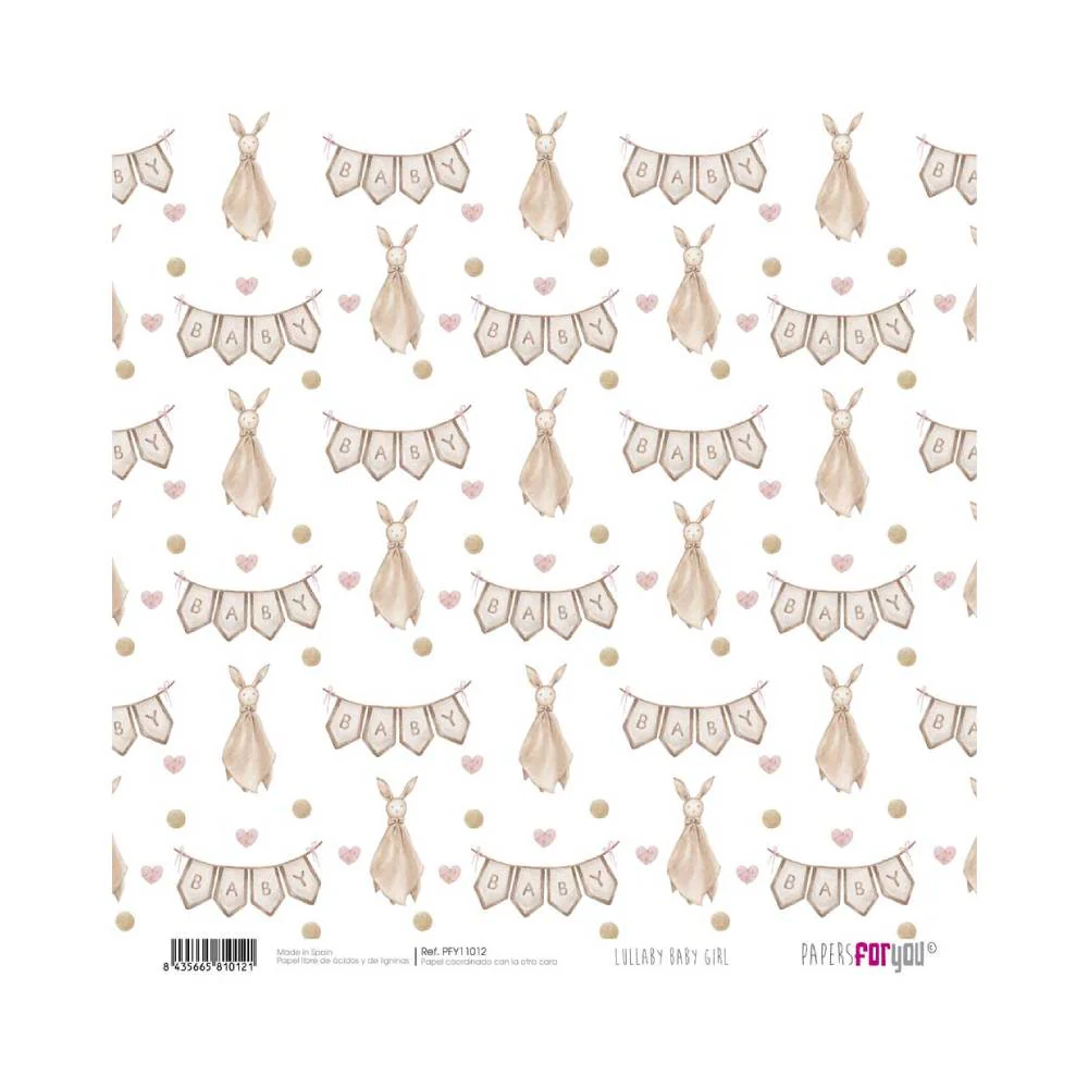 Set 24 Papeles Scrap 20x20cm Lullaby Baby Girl Papers For You - Image 5
