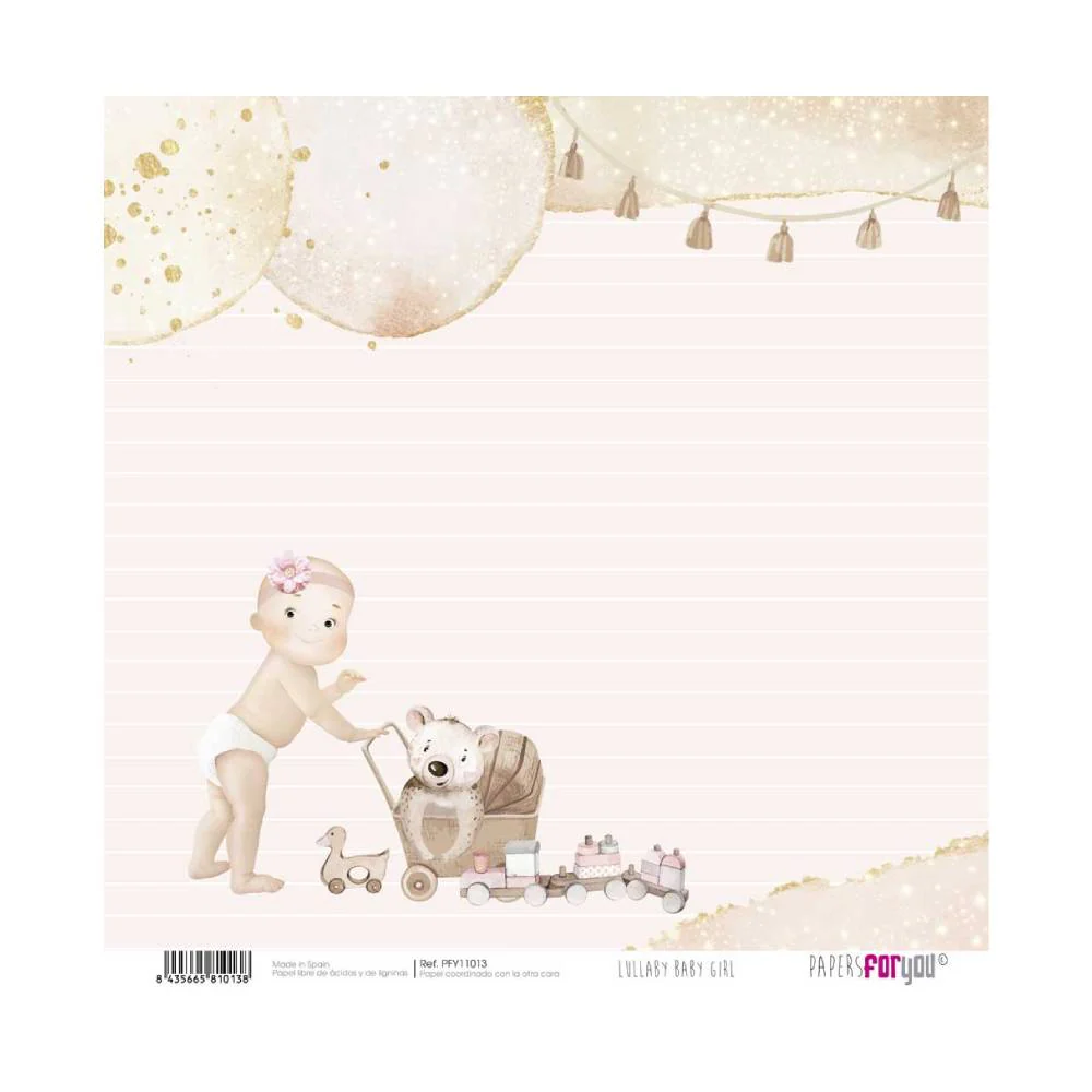 Set 24 Papeles Scrap 20x20cm Lullaby Baby Girl Papers For You - Image 6