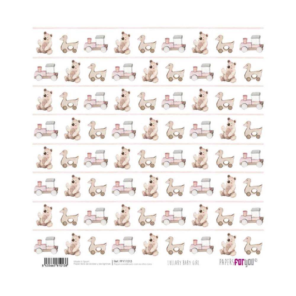 Set 24 Papeles Scrap 20x20cm Lullaby Baby Girl Papers For You - Image 7