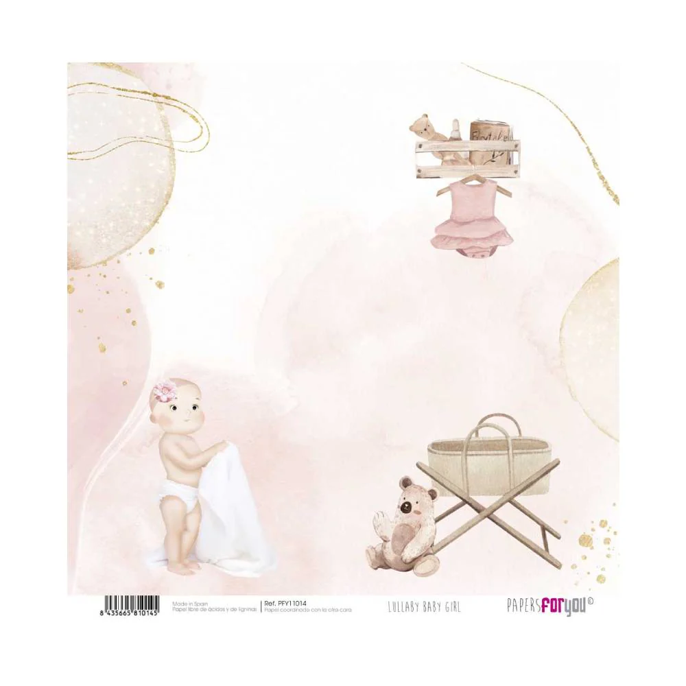 Set 24 Papeles Scrap 20x20cm Lullaby Baby Girl Papers For You - Image 8