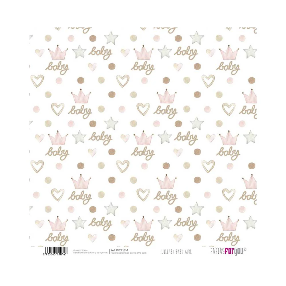 Set 24 Papeles Scrap 20x20cm Lullaby Baby Girl Papers For You - Image 9