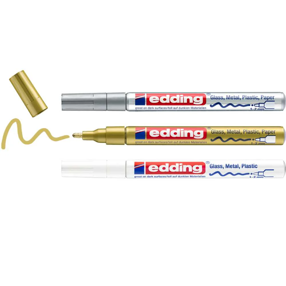 Set 3 Rotuladores Permanentes Tinta Opaca Edding 751 Metal