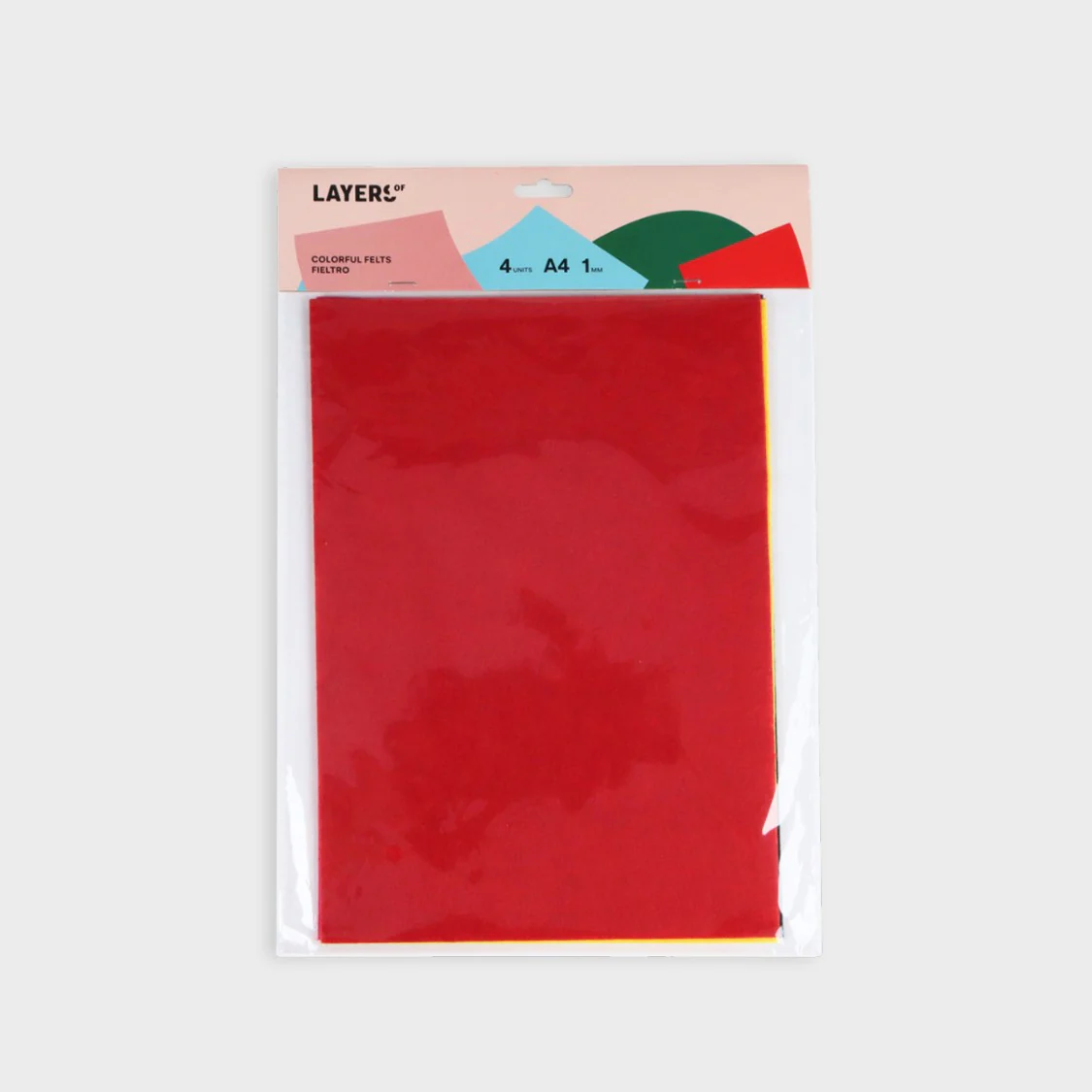 Set 4 Hojas A4 Fieltro Tonos Rojos Layers Of