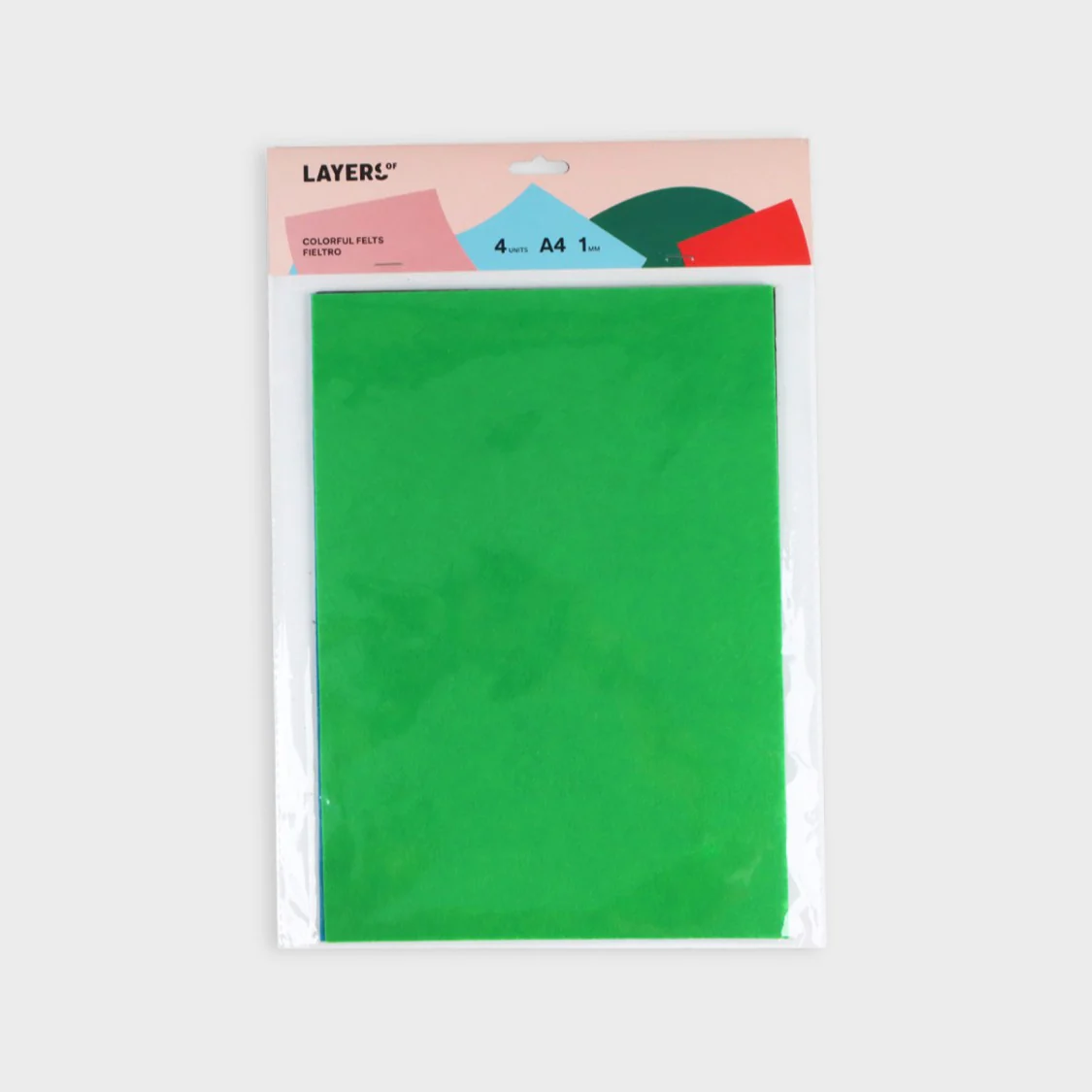 Set 4 Hojas A4 Fieltro Tonos Verdes Layers Of