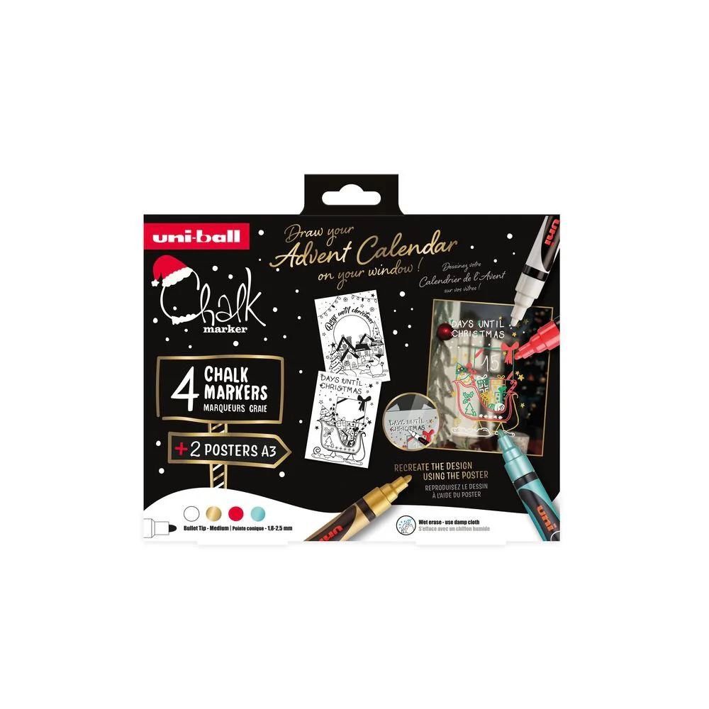 Set 4 Rotuladores de Tiza Navidad Uni-Ball Scandinavian