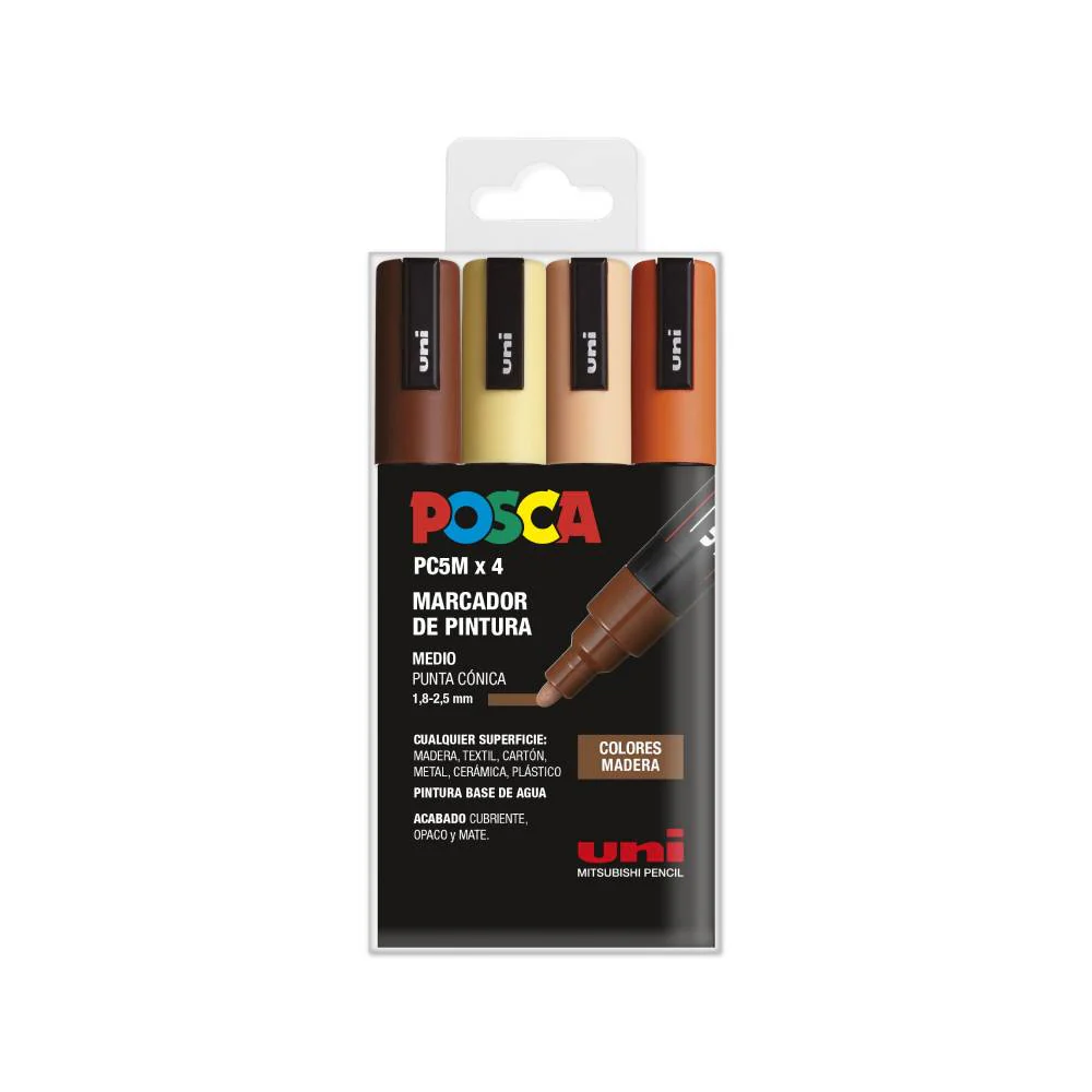 Set 4 Rotuladores PC5M Posca Madera