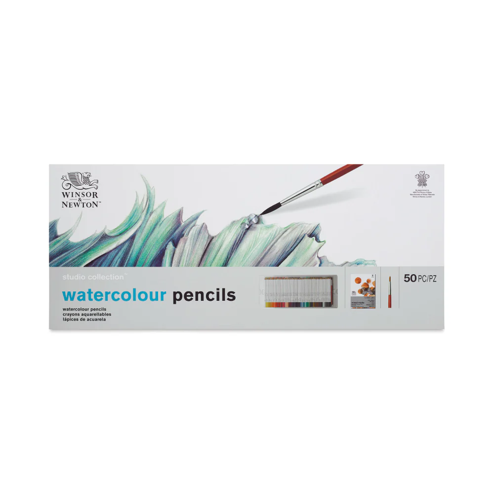 Set 48 Lápices Acuarelables Studio + Bloc + Pincel Winsor & Newton