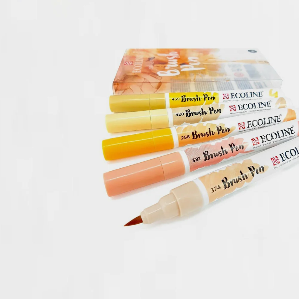 Set 5 Rotuladores Brush Pen Beige Rosado Ecoline