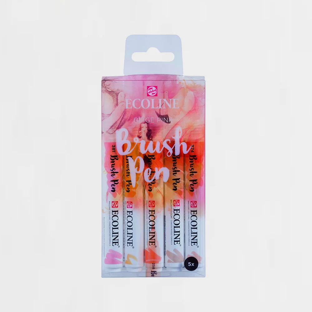 Set 5 Rotuladores Brush Pen Beige Rosado Ecoline - Image 2