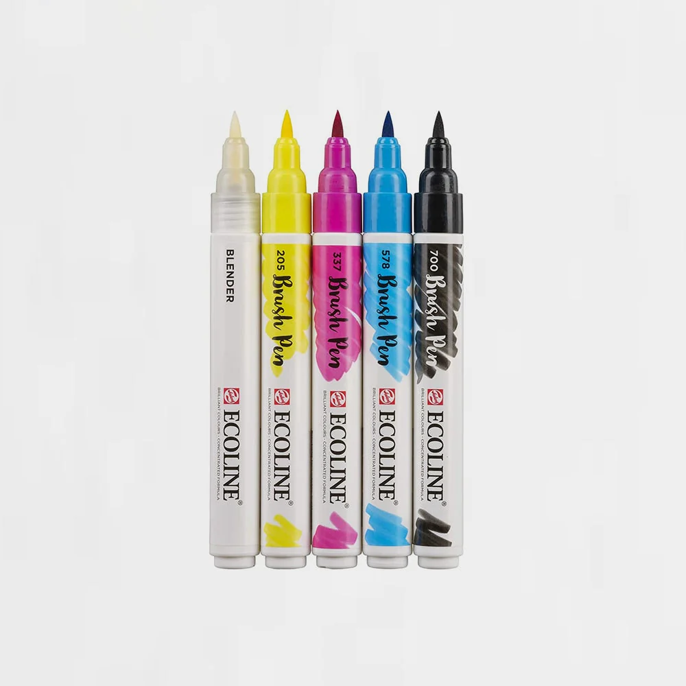 Set 5 Rotuladores Brush Pen Punta Pincel Acuarelables Ecoline - Image 2