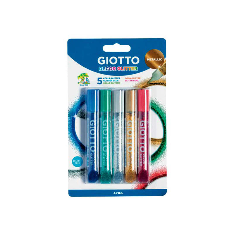 Set 5 Tubos Decor Cola Glitter Giotto