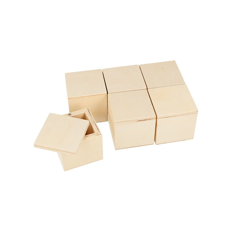 Set 6 Cajitas Cubo Madera Artemio 5x5x5cm