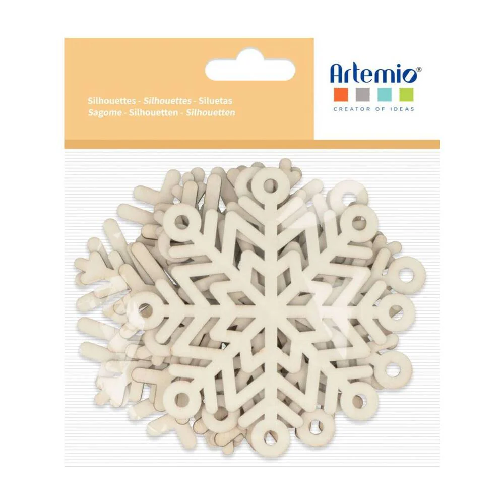 Set 6 Figuras de Madera Copos de Nieve Artemio