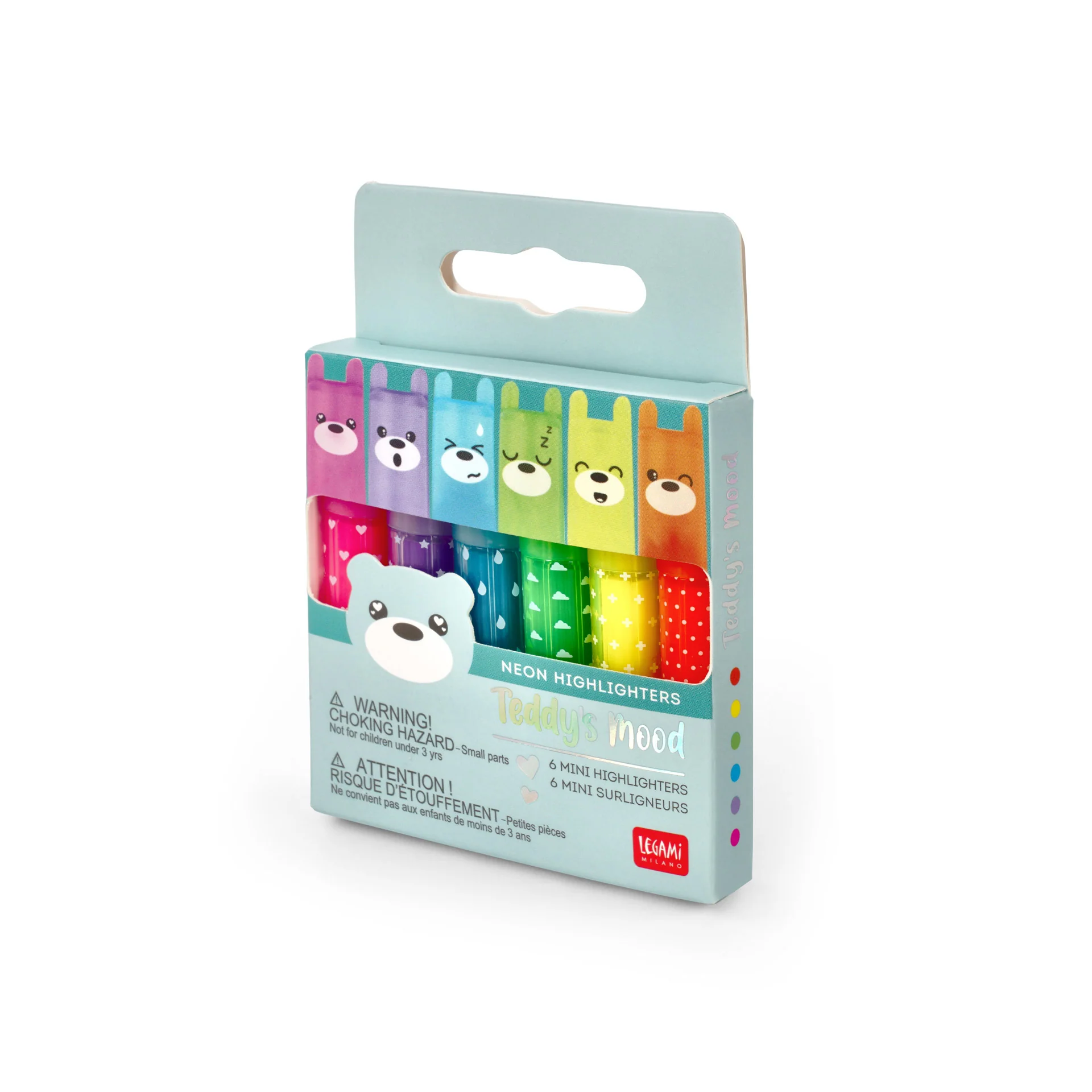 Set 6 Mini Subrayadores Neón Ositos Legami