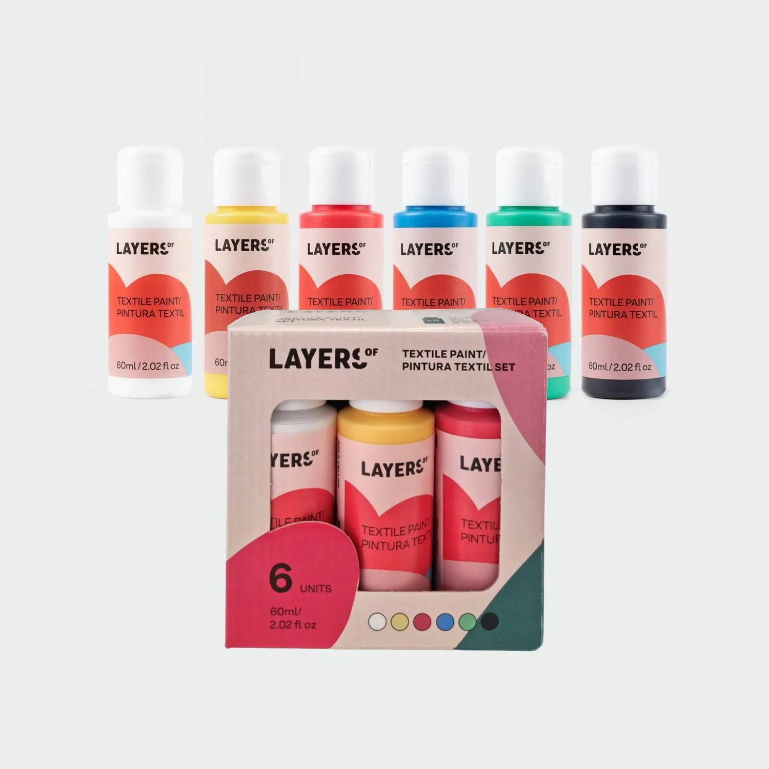 Set 6 Pinturas Textiles 60 ml Layers Of