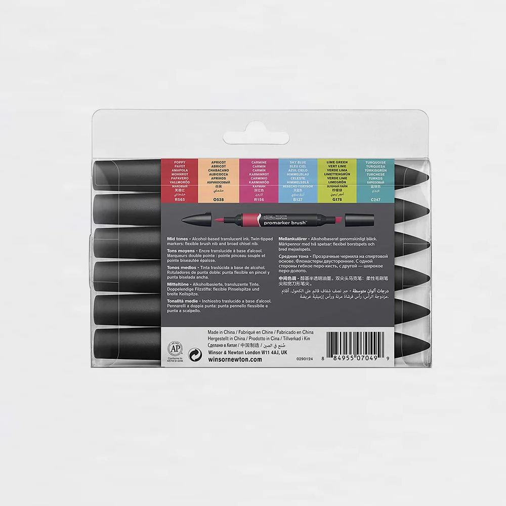 Set 6 Rotuladores BrushMARKER Tonos Medios - Image 3
