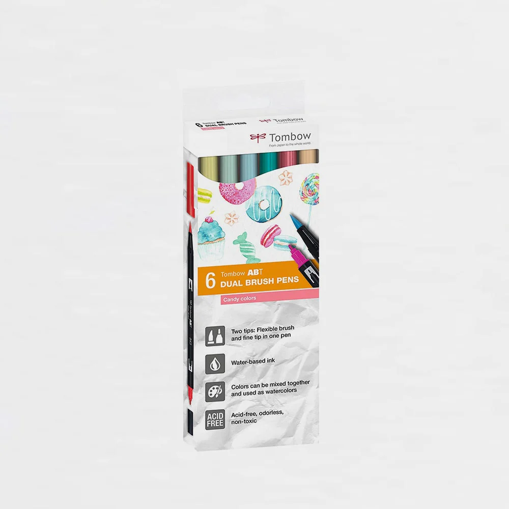 Set 6 Rotuladores Dual Brush Pen Candy Tombow
