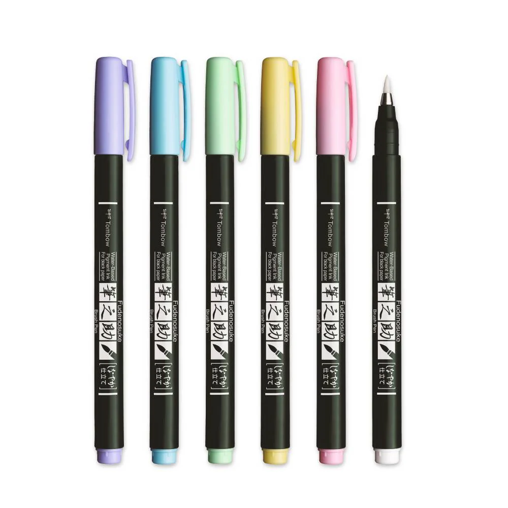Set 6 Rotuladores Fudenosuke Pastel Tombow