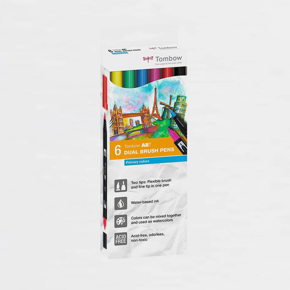 Set 6 Rotuladores Lettering Primarios Tombow