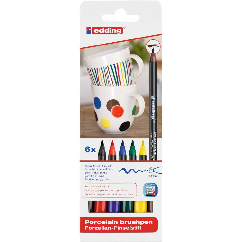 Set 6 Rotuladores Porcelana Edding 4200 Básicos