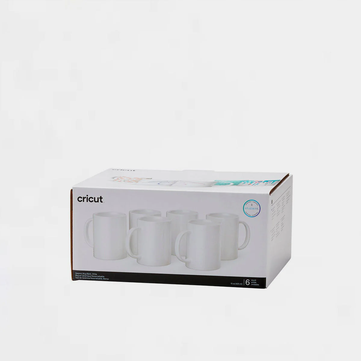 Set 6 Tazas Personalizables Blancas 340ml Cricut