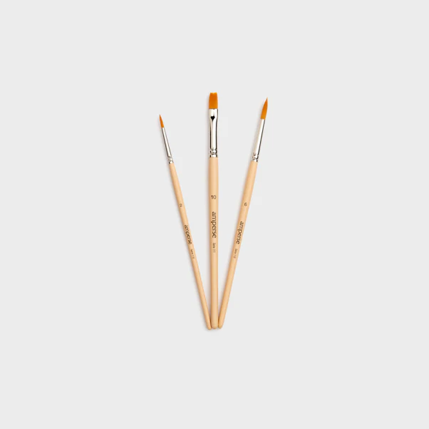 Set de 3 Pinceles de Acuarela con Punta Redonda y Plana de la Marca Amperse - Image 2