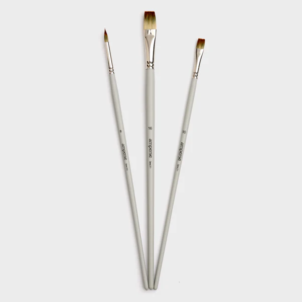 Set de 3 Pinceles para Pintura Acrílica con Punta Redonda y Plana de la Marca Amperse - Image 2