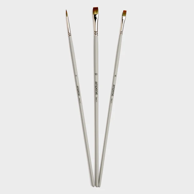 Set de 3 Pinceles para Pintura Acrílica con Punta Redonda y Plana de la Marca Amperse - Image 2