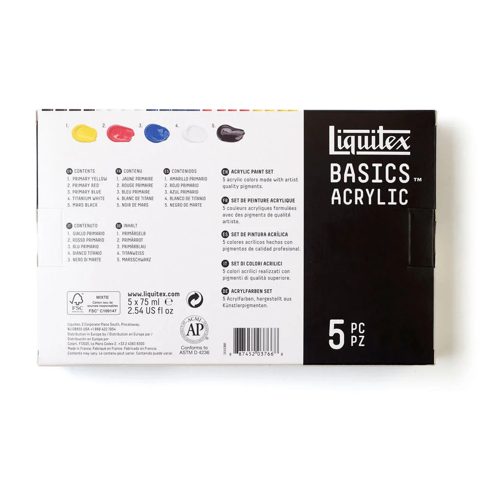 Set de Acrílicos de la línea Basics 5 tubos 75ml Liquitex - Image 4