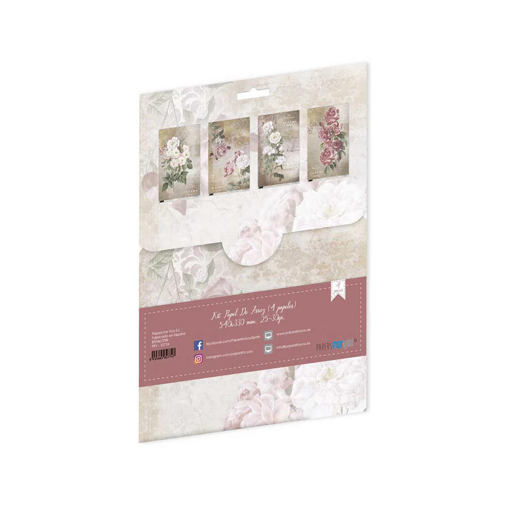 Set Papel Arroz 54x33 La Vie En Fleurs Roses - Image 2