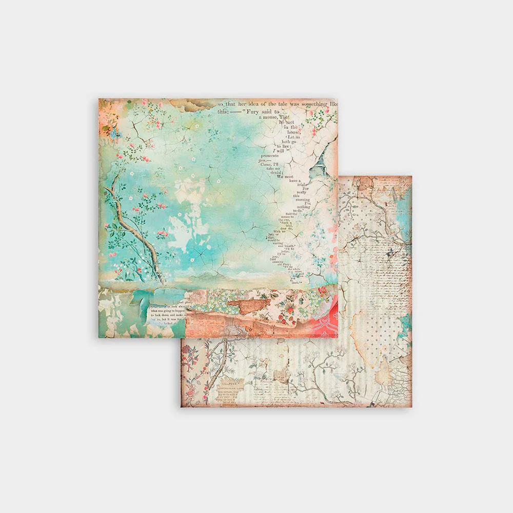 Set Papel Scrap Backgrounds Selection Alice 8x8 Stamperia - Image 4