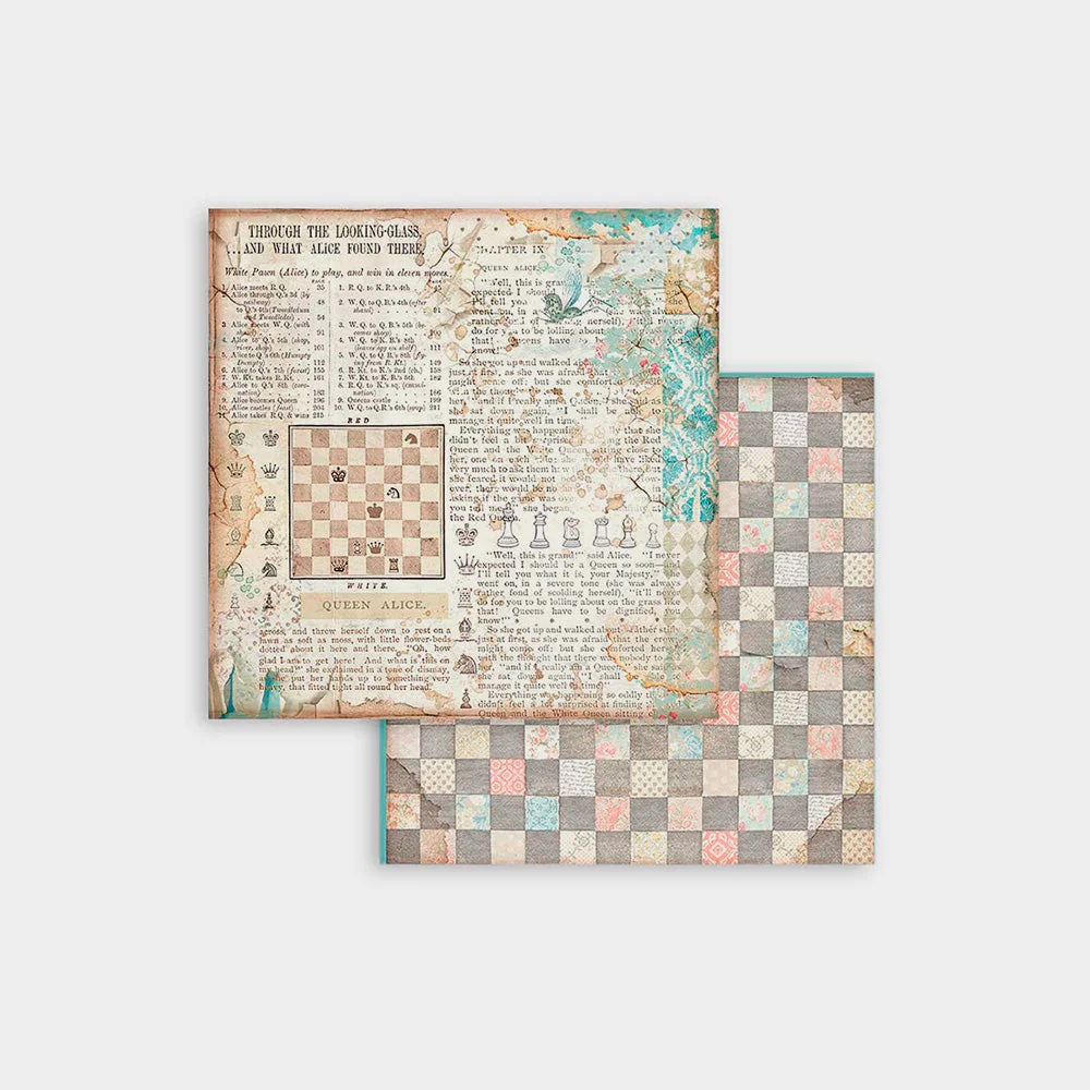Set Papel Scrap Backgrounds Selection Alice 8x8 Stamperia - Image 8